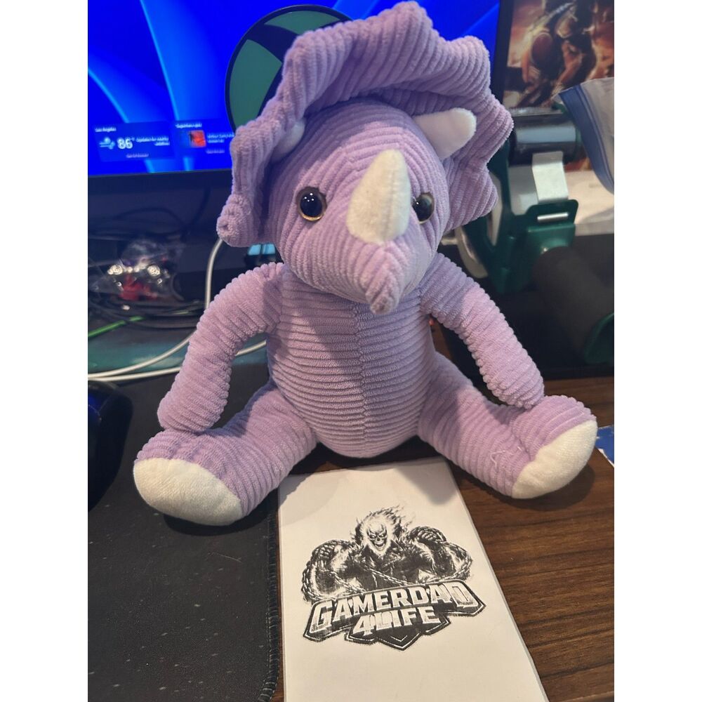 Naturally KIDS Purple Triceratops Dinosaur Stuffed Animal Corduroy Plushies # 01